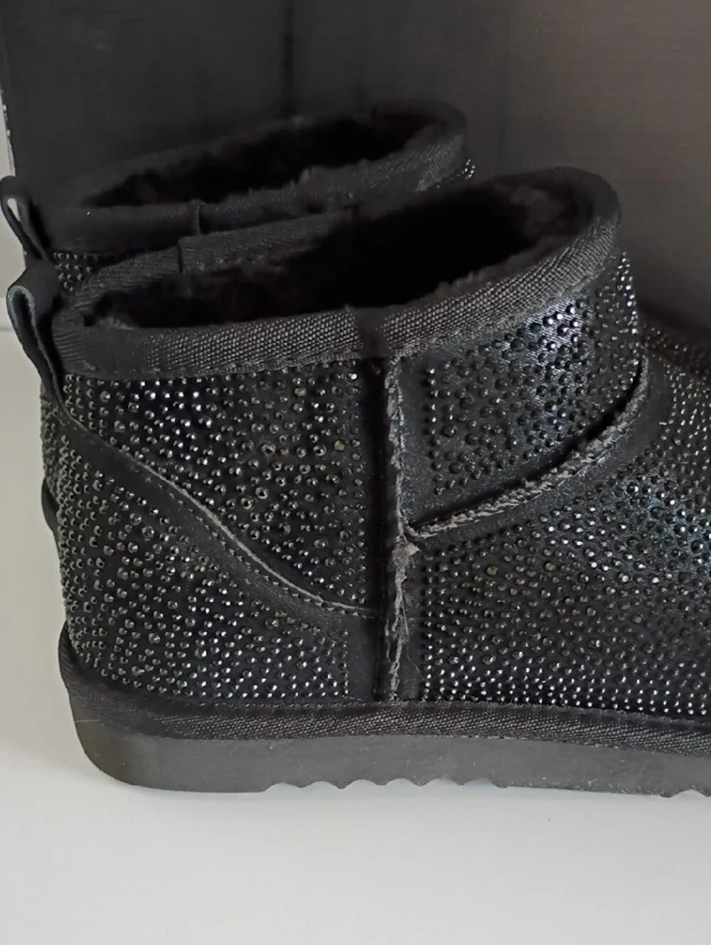 INC International Concepts Black Sparkle Faux-Fur Ankle Booties